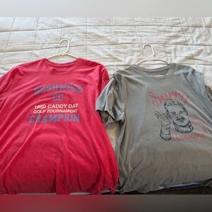 2 Travis Mathew Red and Gray Graphic Tees